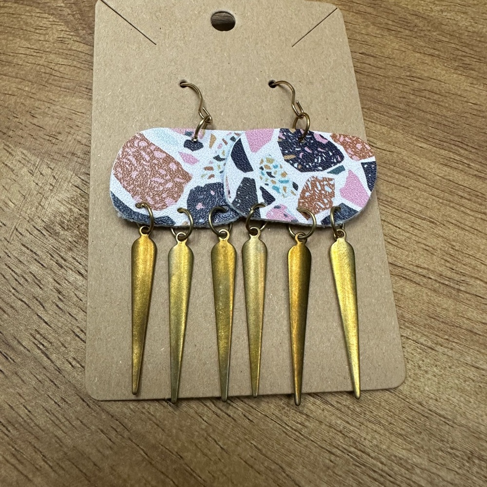 5/$10 Gold and Multicolor‎ Dangle Earrings